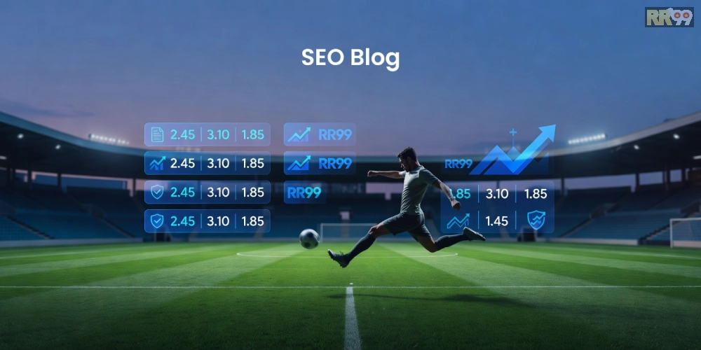 Minh họa khái niệm thể thao bóng đá rr99 với hình ảnh sân cỏ và biểu tượng cá cược