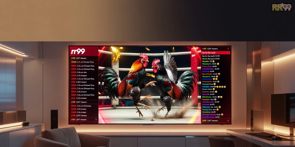 Minh họa khái niệm xem đá gà trực tiếp trên nền tảng rr99 với giao diện hiện đại